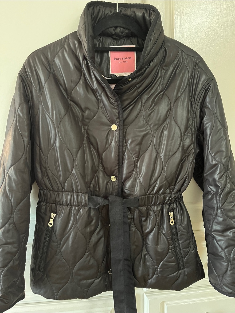 kate spade Quilted Black Belted Puffer Jacket size S